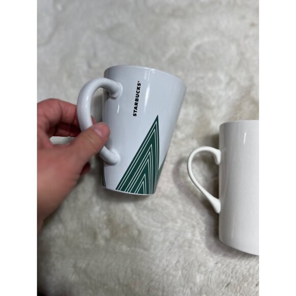 Starbucks white green red logo tree mug lot of two - Picture 4 of 5